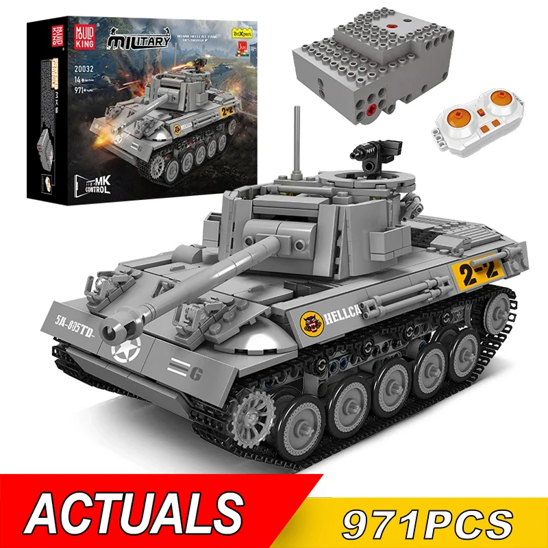 MOULD KING Military M18 Hellcat Tank Model Building Blocks Technical Remote Control Weapon Tank Bricks Children Boy Toys Gift