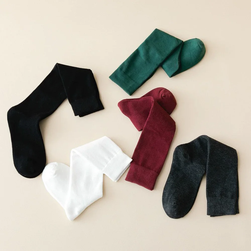 5 Pairs Solid Color Women's Ankle to Knee Long Casual Socks Middle Tube Daily Wear Stockings For Ladies