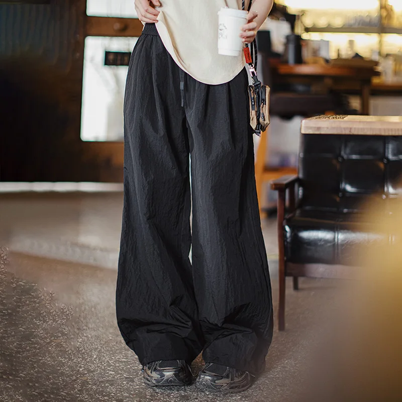 Maden المرأة السوداء سريعة الجافة السراويل البضائع غير رسمية واسعة الساق الرباط مرونة الخصر السراويل الصيف في الهواء الطلق مطاطا الكاحلين بنطلون