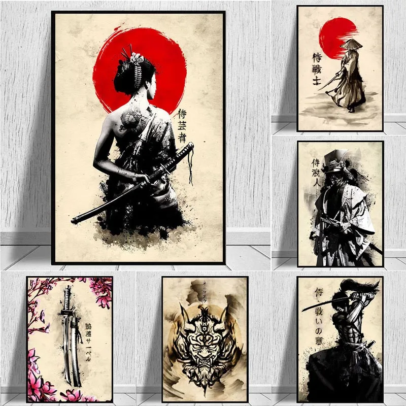 

Japanese Samurai Canvas Painting Wall Art Character Posters and Prints Home Decorating for Living Room Bedroom Without Frame