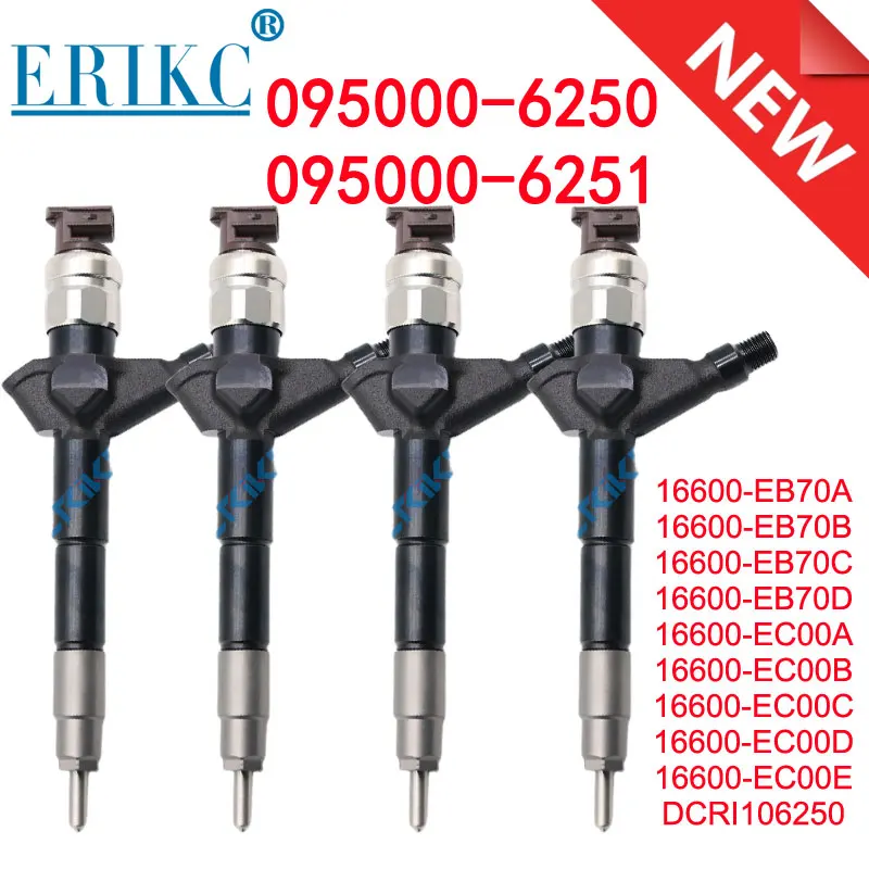 4PCS 16600-EB70A 16600-EB70B 16600-EB70C Common Rail Injector 095000-6250 095000-6251 For YD25 16600-EC00A 16600-EC00B