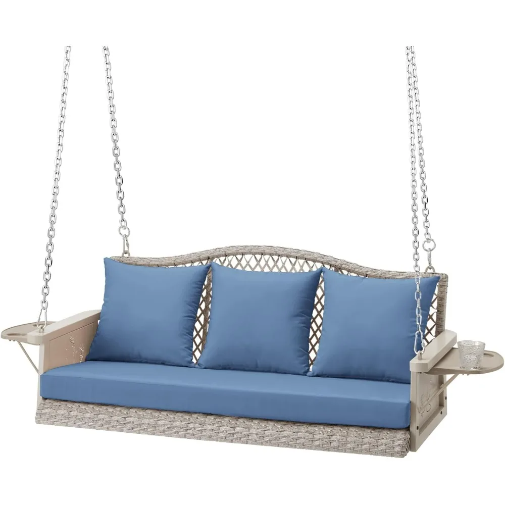 

Hanging Porch Swing Heavy Duty 900 LBS 3-Seat Outdoor Patio Swing Chair Bench for Adult w/ 8.9ft Hanging Chains Cushions