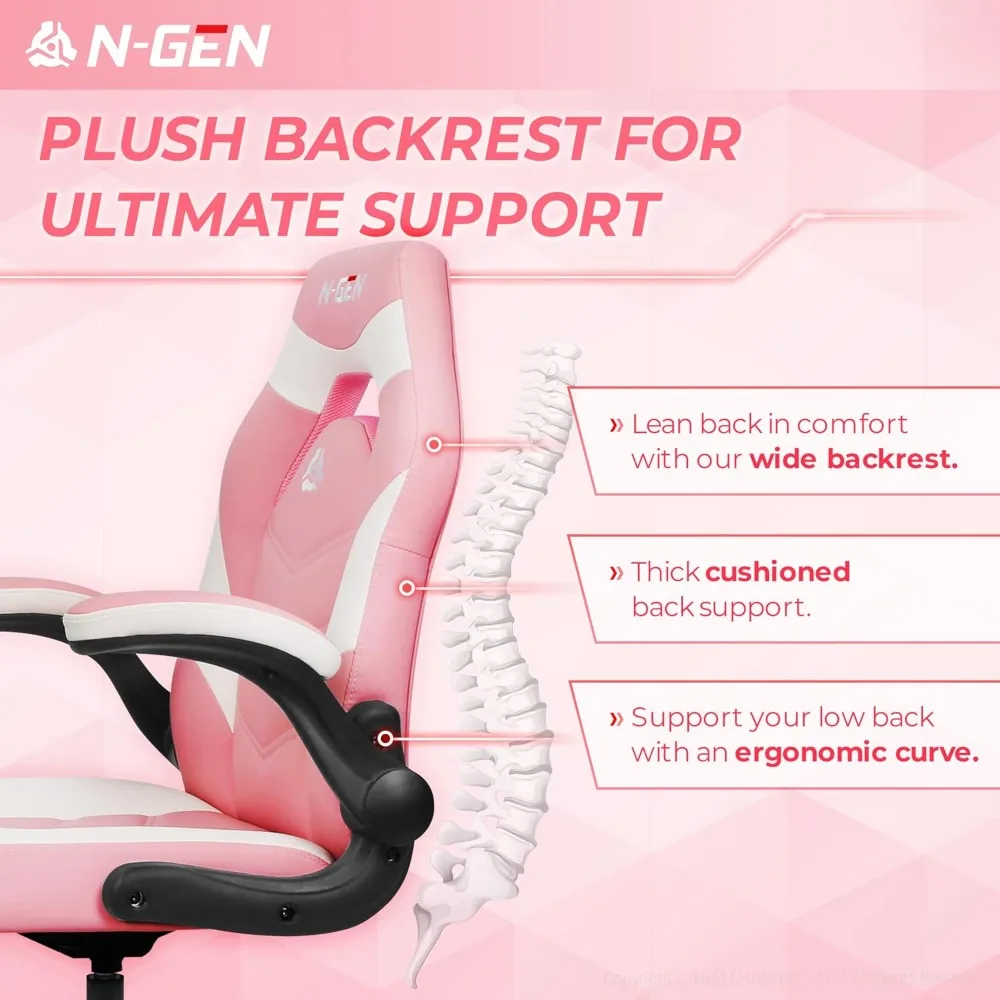 Gaming Computer Chair Ergonomic Office Chair Desk Chair with Lumbar Support Flip Up Arms Adjustable Height Swivel