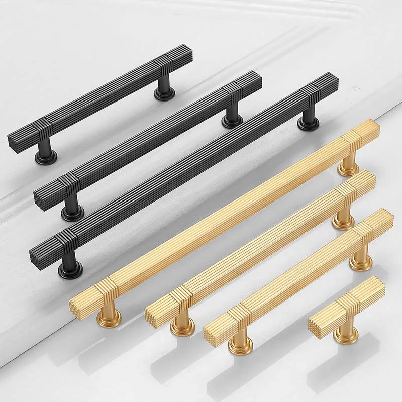 Modern Minimalist Black Aluminum Alloy Wardrobe Handle Cabinet Knobs and Handles Gold  Dressers for Bedroom Drawer Bedroom Decor
