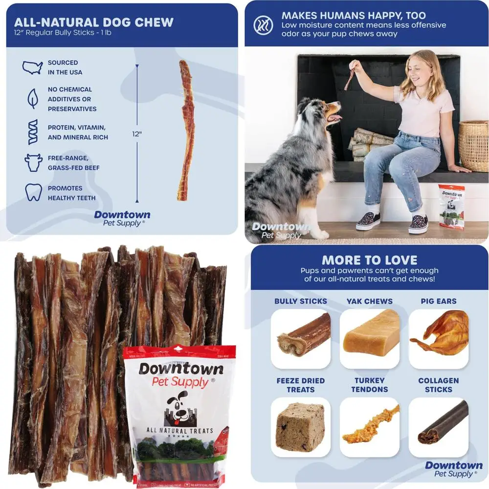 

Американские жевательные палочки для собак (12 штук, 1 фунт) - прочные, не рассыпаются при разжевывании, богатые питательными веществами, из одного ингредиента, без запаха.