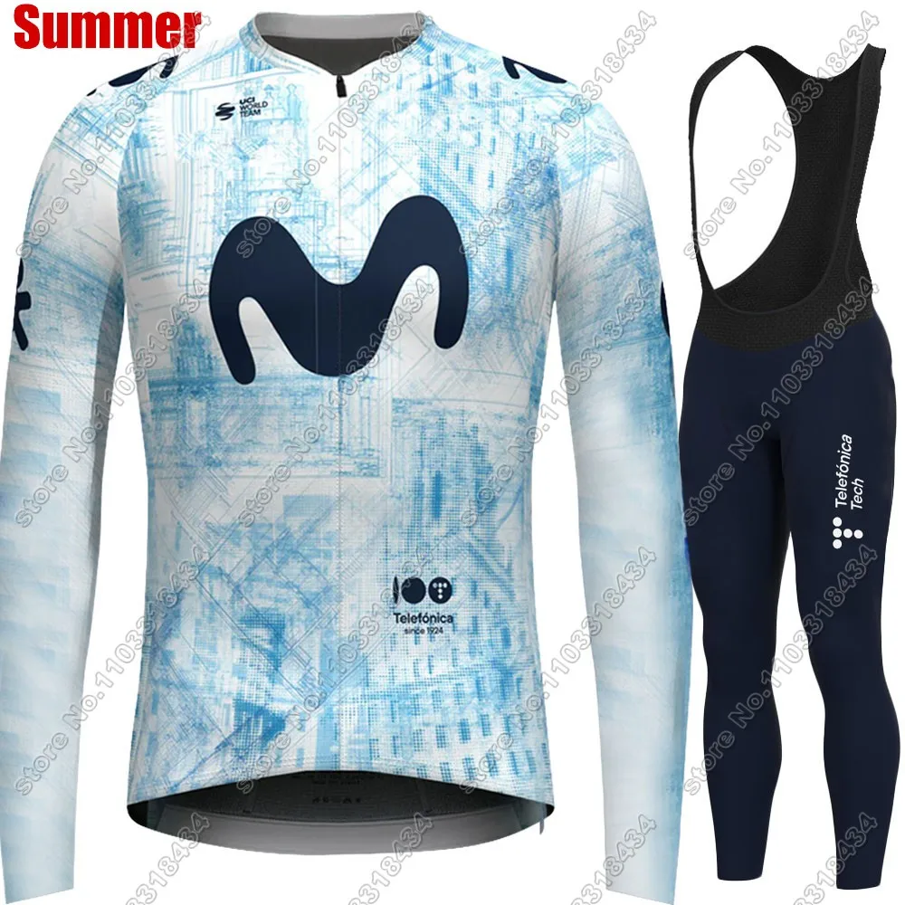 Pro Team M 2024 Cycling Jersey Long Sleeve Set Men Spain Clothing Suit MTB Road Bike MTB Pants Bib Ropa Ciclismo Maillot