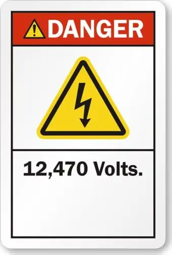 18470 Volts Danger Aluminum Weatherproof 12