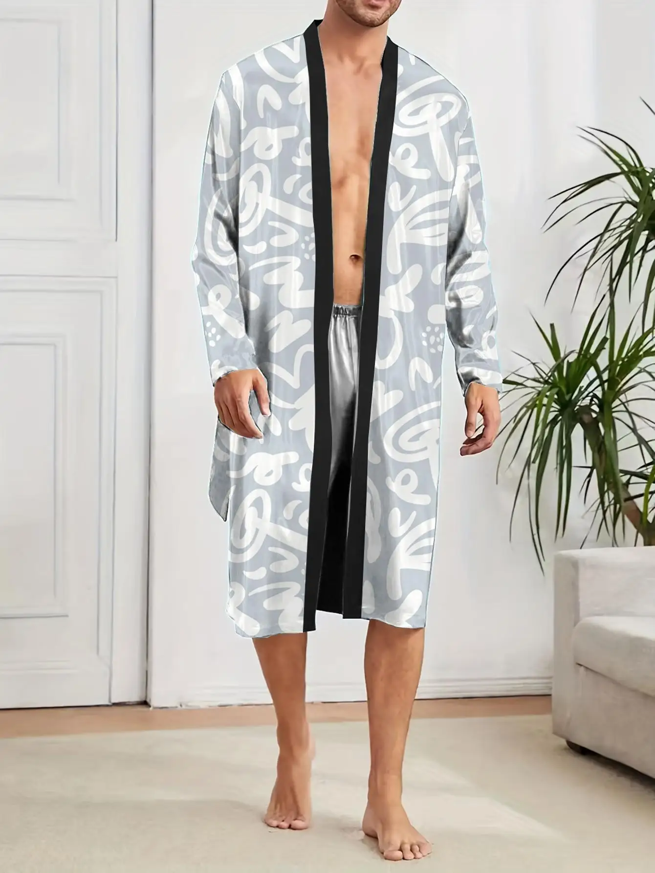 1pcs Men's Robes 2026 Spring/Summer robe Sleepwear Robe man Graphic 3D Printed Breathable sleepwear Bathrobe man