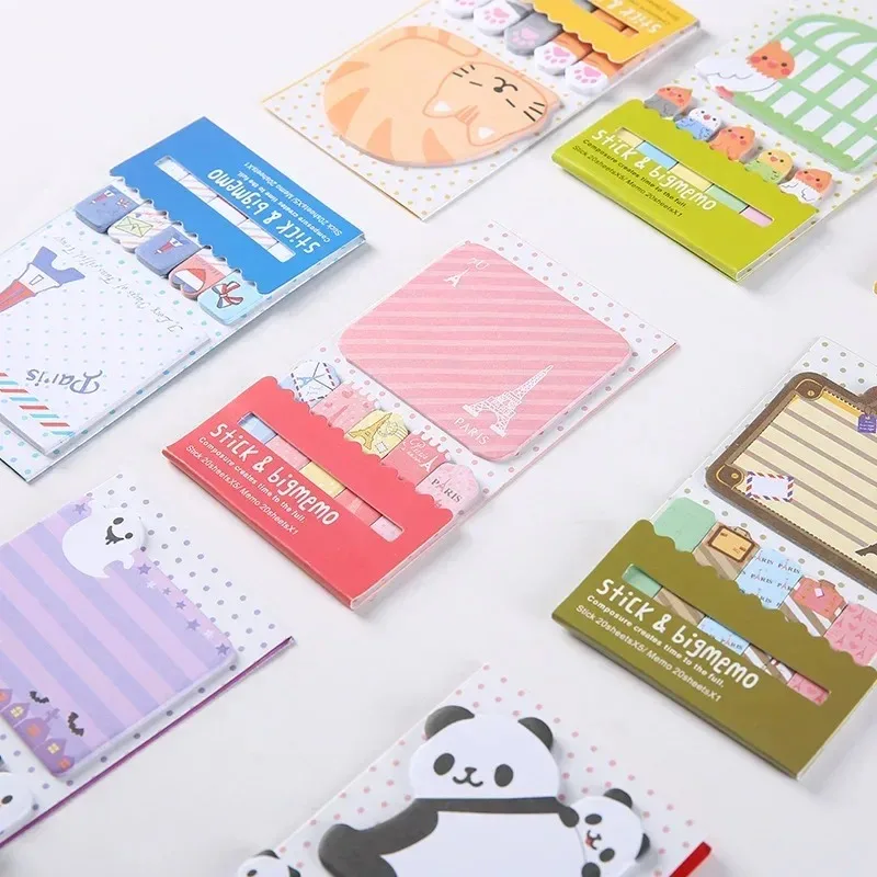 Imagem -05 - Portátil Kawaii dos Desenhos Animados Adesivos Panda Gato Sticky Notes Memo Bookmark Decoração do Escritório Journaling Acessórios Material Escolar