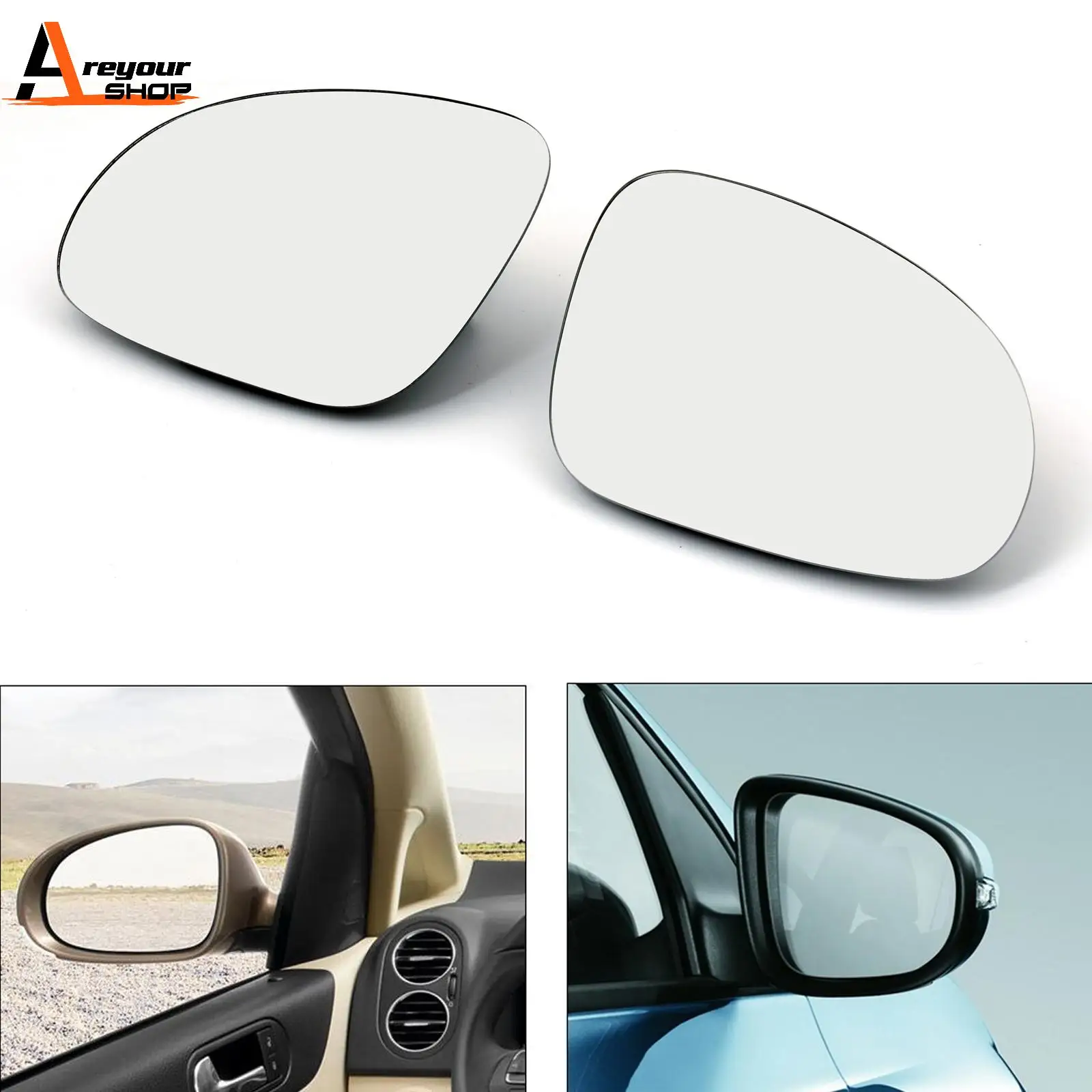 Areyourshop 2PCS Door Rearview Mirror Glass Heated W/Holder For Golf GTI Jetta MK5 Passat B6 Car Auot Accessories Parts