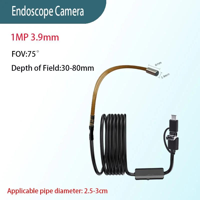 3.9mm Android Endoscope Camera 3 IN1 Micro USB Type C Borescope Mini Camera Waterproof LED Car Inspection For HUAWEI XIAOMI PC