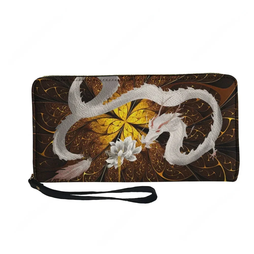 Chinese mythology Dragon female Retro Street Custom Wallet Purse Mens Womens Zipper Long Wallets Double Print Wallet Gift Bag