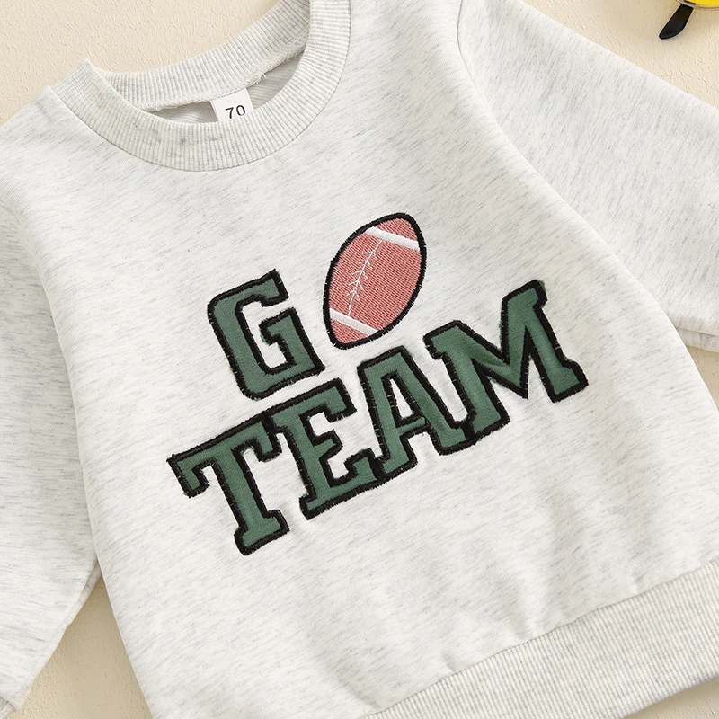 Toddler Boy Fall Winter Outfits Football Baby Clothes Long Sleeve Sweatshirt Tops Pants Set 0 6 12 18 24 Months 3T