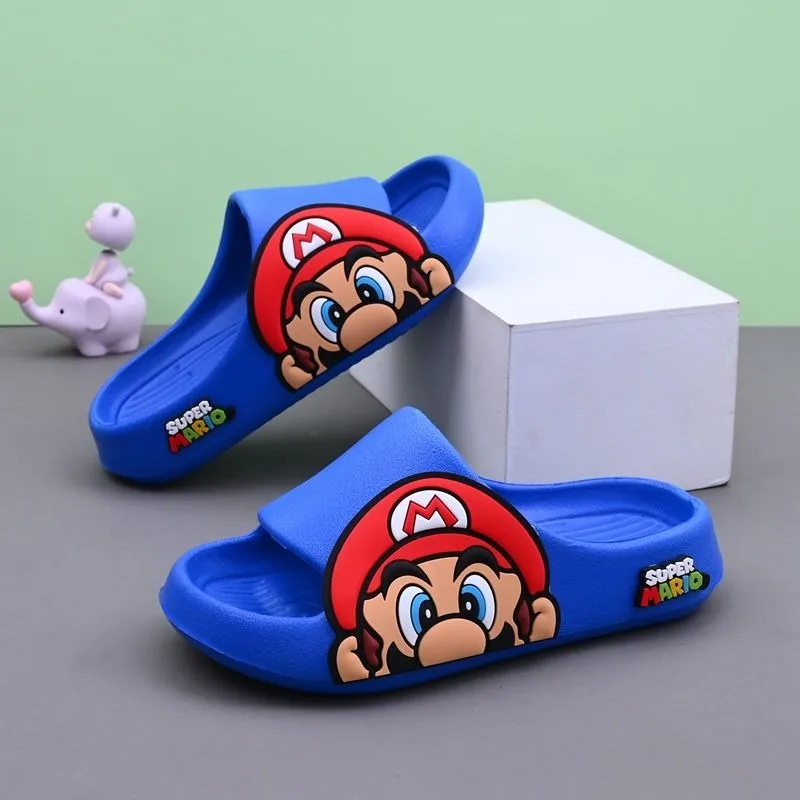 Zapatillas para niños de Super Mario Bros, nuevas zapatillas exteriores de fondo suave antideslizantes para interiores, medianos y grandes para niños de Mario