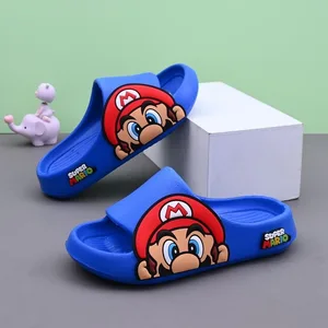 Super Mario Bros Slippers para niños New Mario Boys 'Interior, mediano y grande para niños Anti-Slip Home Soft Bottom Wear 8 mejores zapatillas Mario de ventas - №1