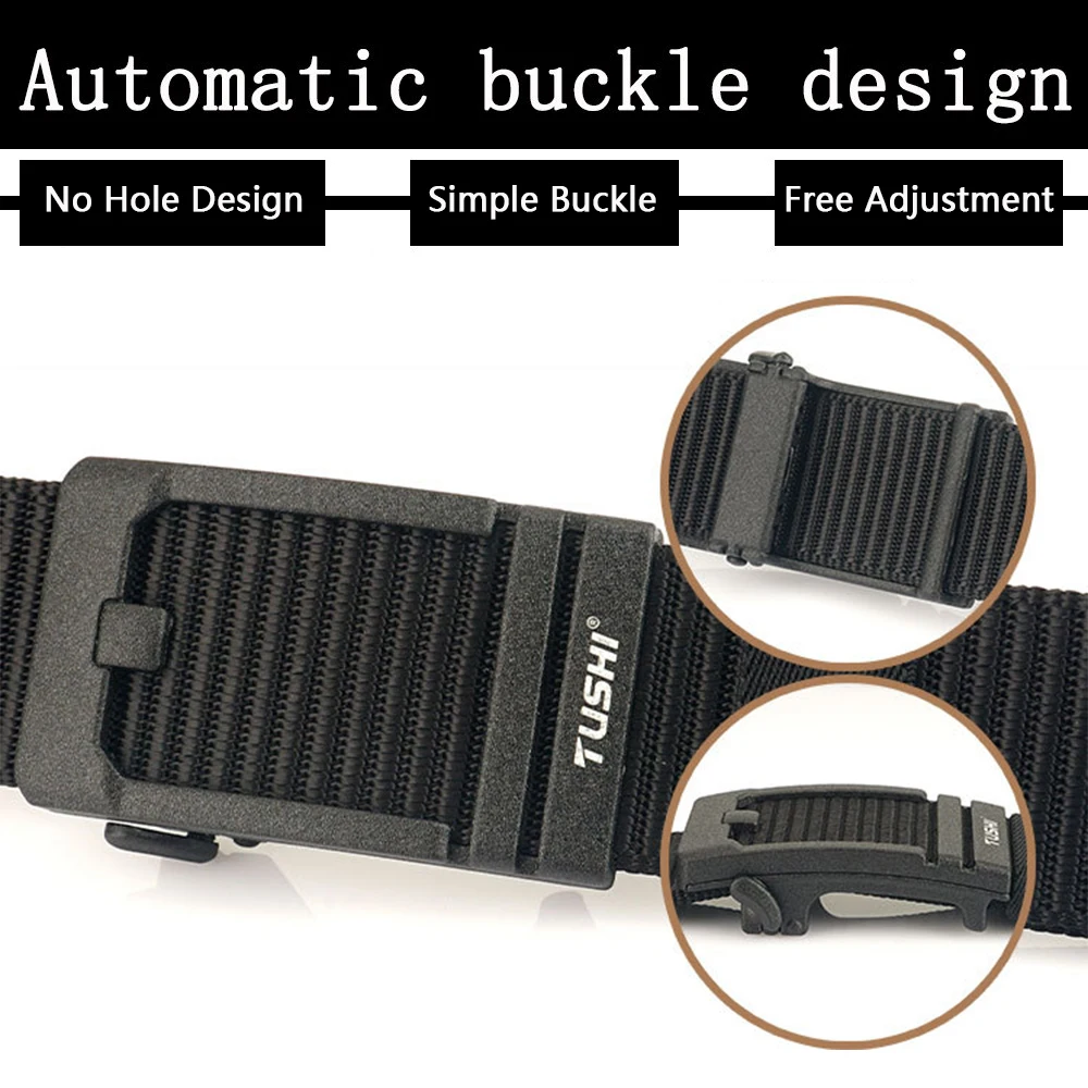 TUSHI новый мужской ремень с автоматической пряжкой, уличный толстый нейлоновый пояс, тактический ремень, рабочая одежда, парусиновые повседневные спортивные брюки, поясной ремень