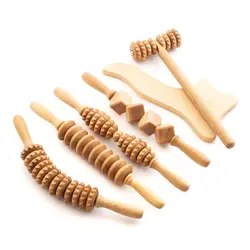 Wooden Massage Roller Set Multifunctional Body Roller Reduce Cellulite Natural Massage Tool for Men and Women