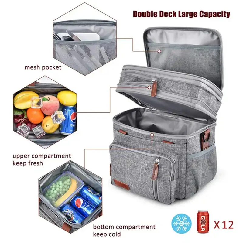 Portable Cooler Bag Ice Pack Lunch Box Insulation High Quality Oxford Tote Outdoor Picnic Insulated Camping Cooler Bag