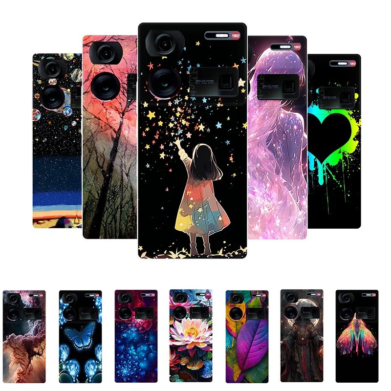 

Silicone Case For ZTE Nubia Z60 Ultra Phone Cover Flower Girl Pattern Soft TPU Protective Case for NubiaZ60 Ultra Z60Ultra Funda