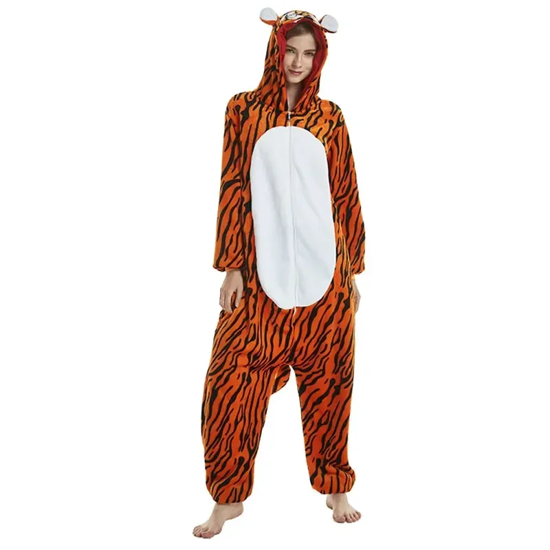 Family Matching Pajama Stripe Tiger Onesie Halloween Mother Kids Outfits Kigurumis Christmas Jumpsuit Festival Party Overalls