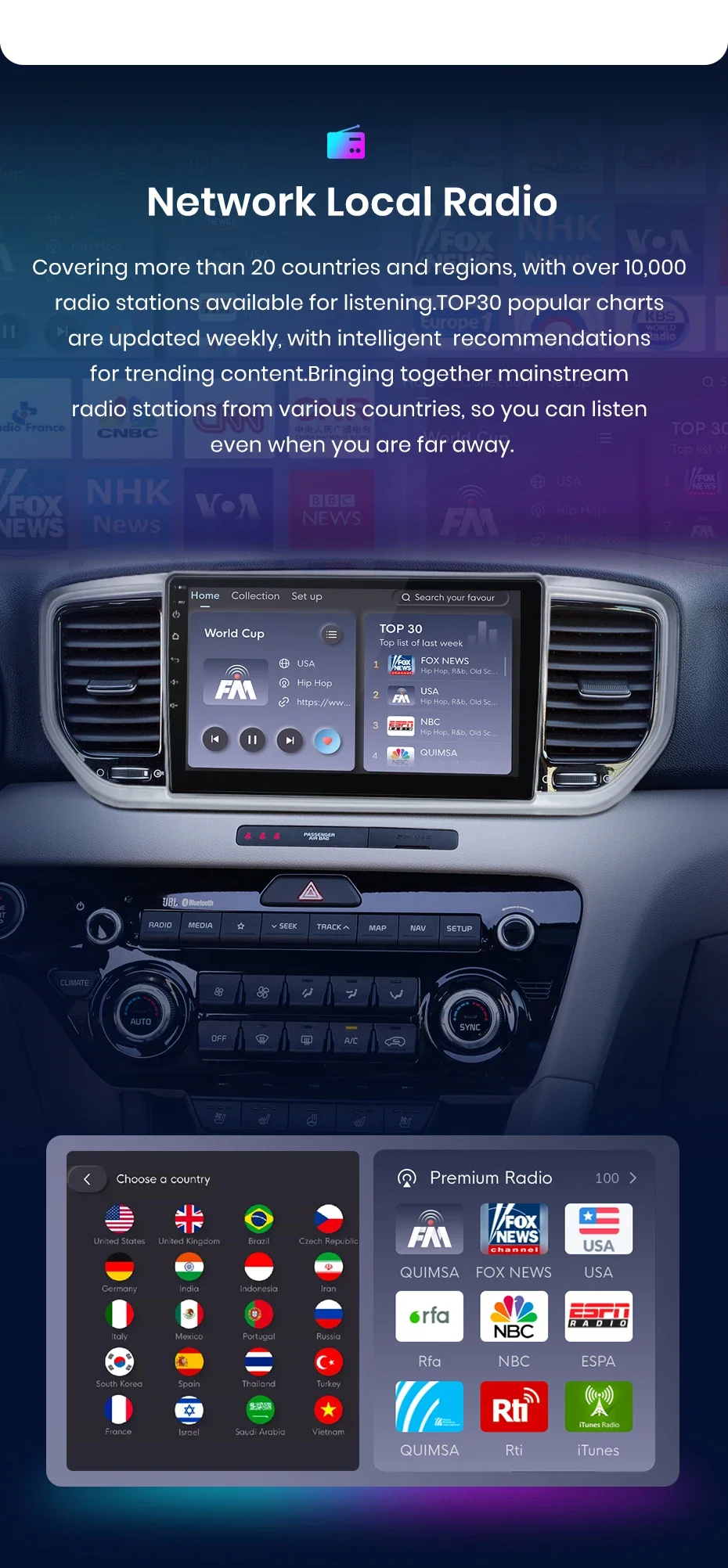 Junsun kabelloses carplay android auto radio für kia sportage 4 ql 2009-2015 auto intelligente systeme rds bt dsp 2 din autoradio – Detail 12