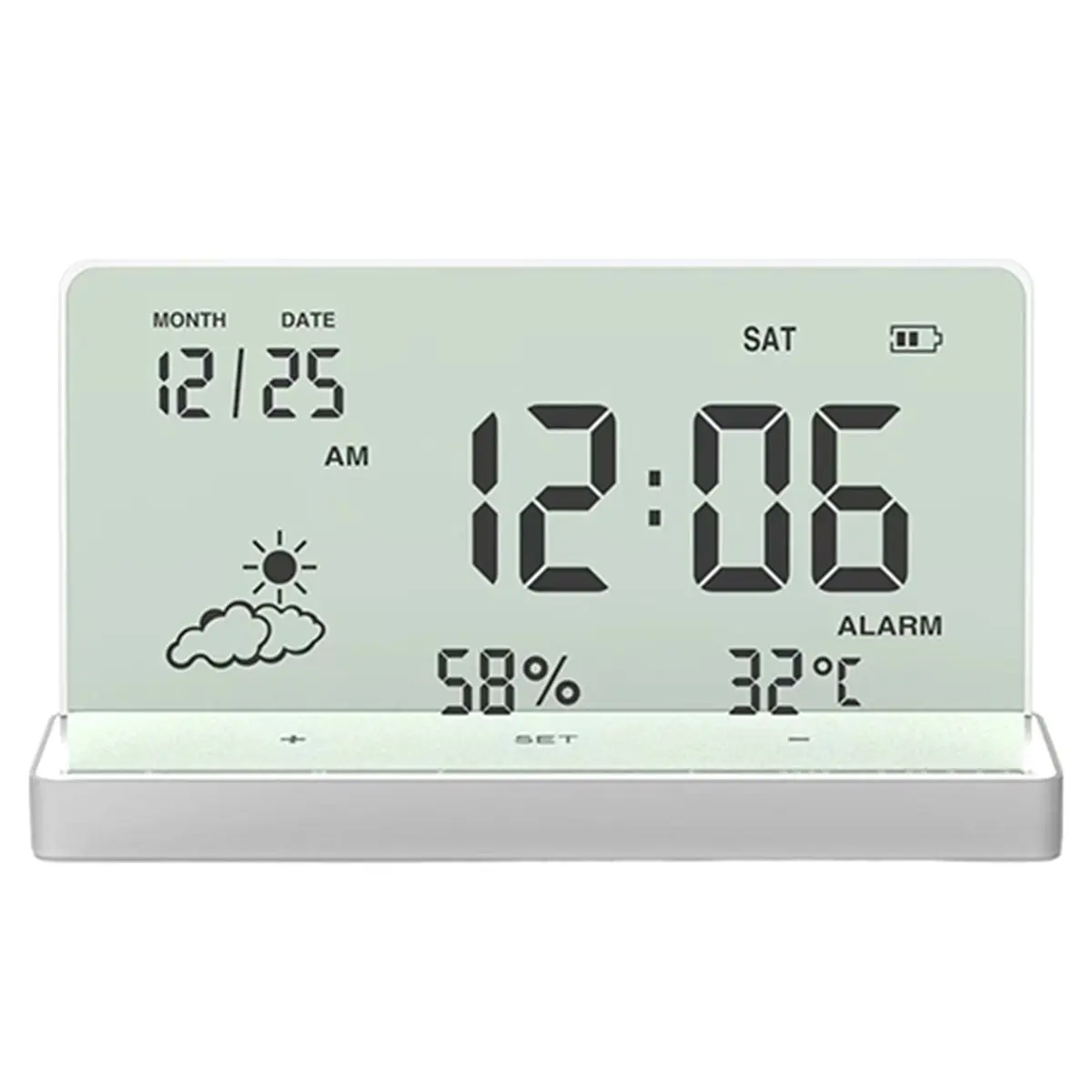 LNHF Clear Digital Clock with Base Transparent Large Screen Temp/Humidity/Date Display Electronic Clock Desktop Clocks A