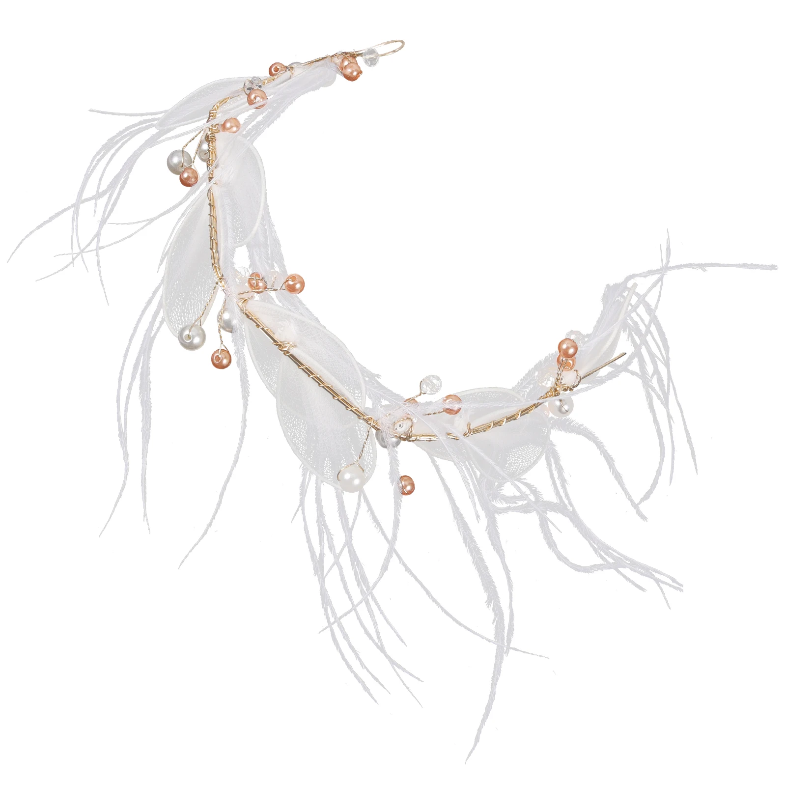 

Plume Headbands Hair Accessories Kids Women White Hairband Girls Birthday Graduation Stage Performance Celebration