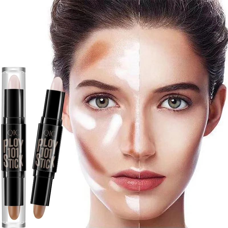 

2-in-1 Double Head Contouring Bronzer Stick Three-dimensional Repair Brighten Face Highlight Concealer Pen Waterproof Face Makeu