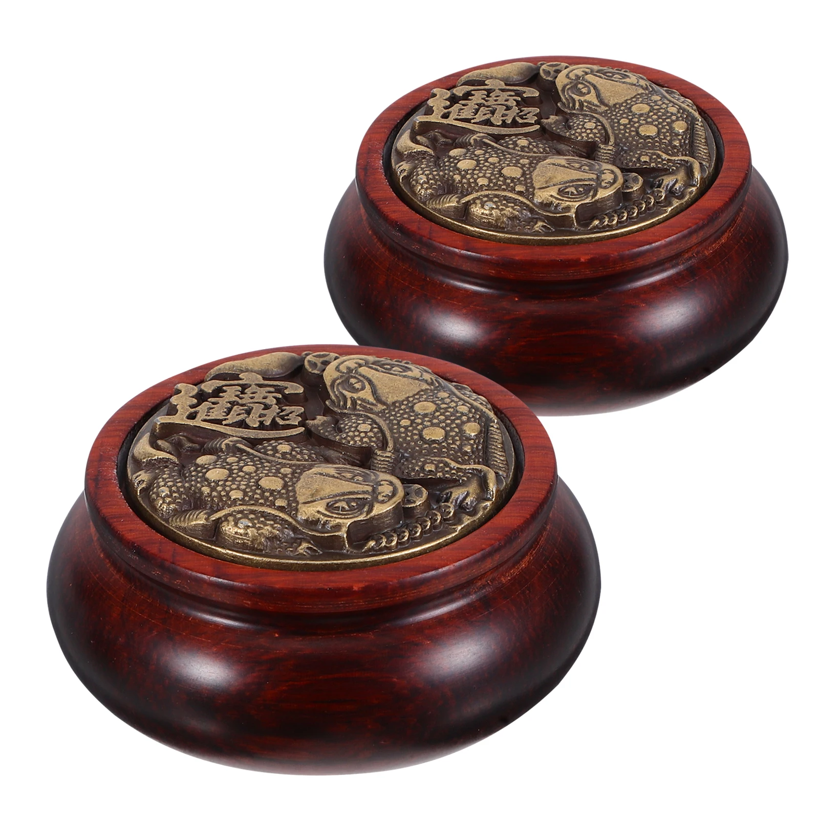 

2pcs Wooden Baoding Balls For Exercise Natural Wood Texture Brass Dual-Sided Massage Therapy Tool Relaxation Meditation Hand