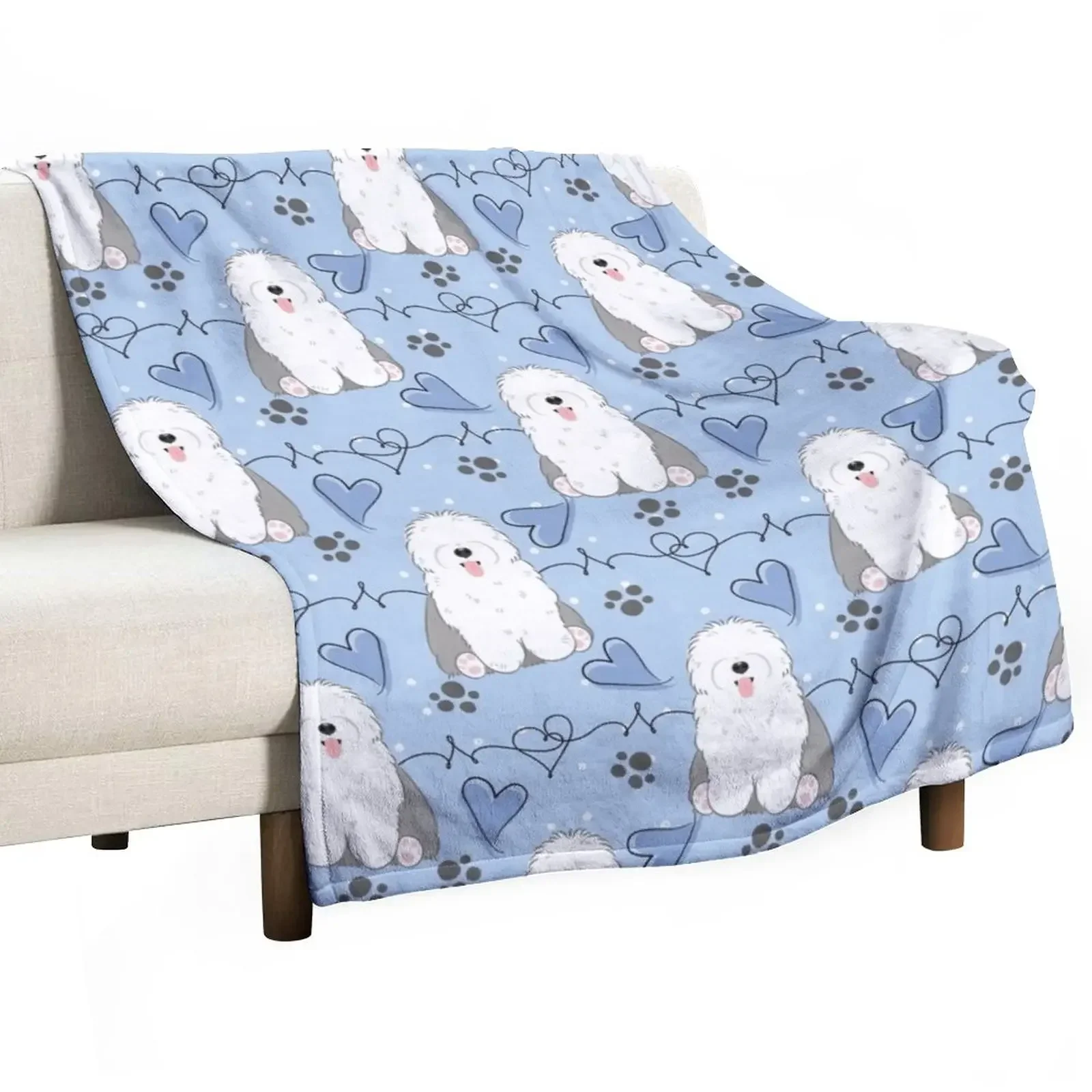 

LOVE Old English Sheepdog - Gray and White 1 Throw Blanket Designers wednesday Blankets