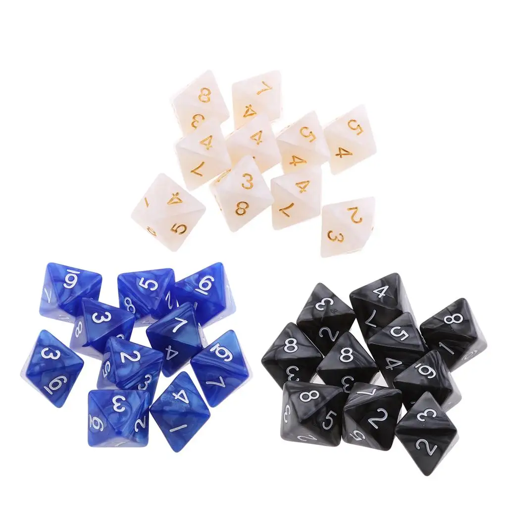 Set poliedrico da 30 pezzi con numeri per giochi di ruolo DND e altri giochi da tavolo con assortimento di colori blu (D8)