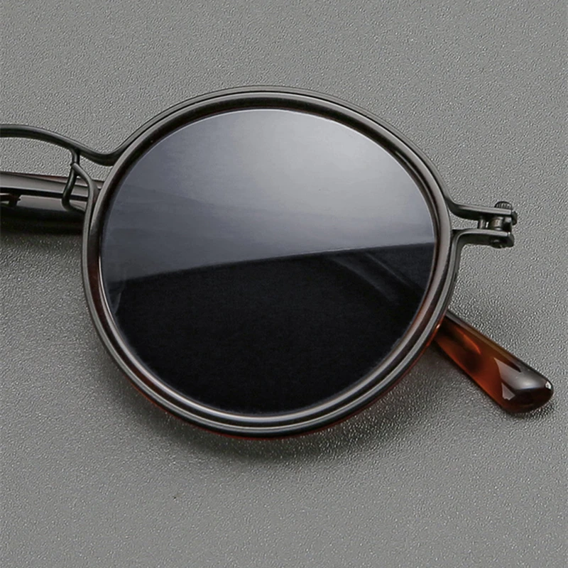 Handmade Vintage Round Polarized Sunglasses Men Women Retro Circle Titanium Sun Glasses UV400 Anti-ultraviolet Trendy Sunglass