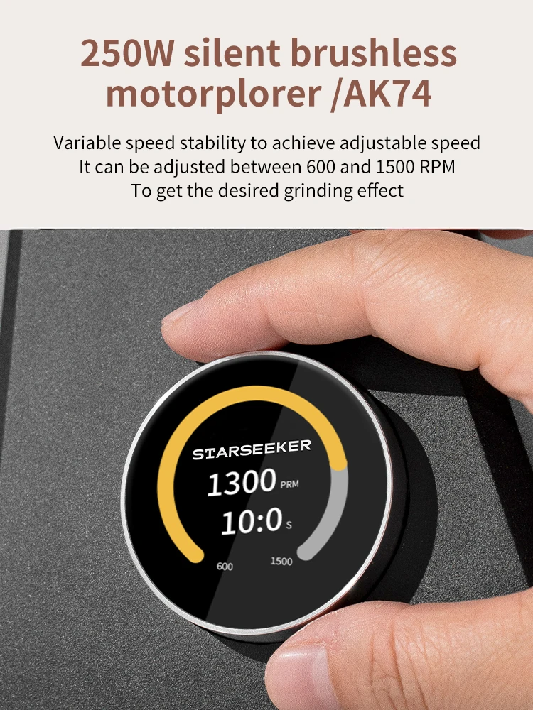 STARSEEKER AK74 Titanium Burr Coffee Grinder, 74mm Flat Disc Speed Adjustable, Black/White