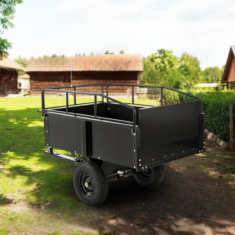 Imagem -06 - Heavy Duty Yard Garden Trailer Reboque Atrás do Carrinho de Despejo para Trator Cortador de Grama