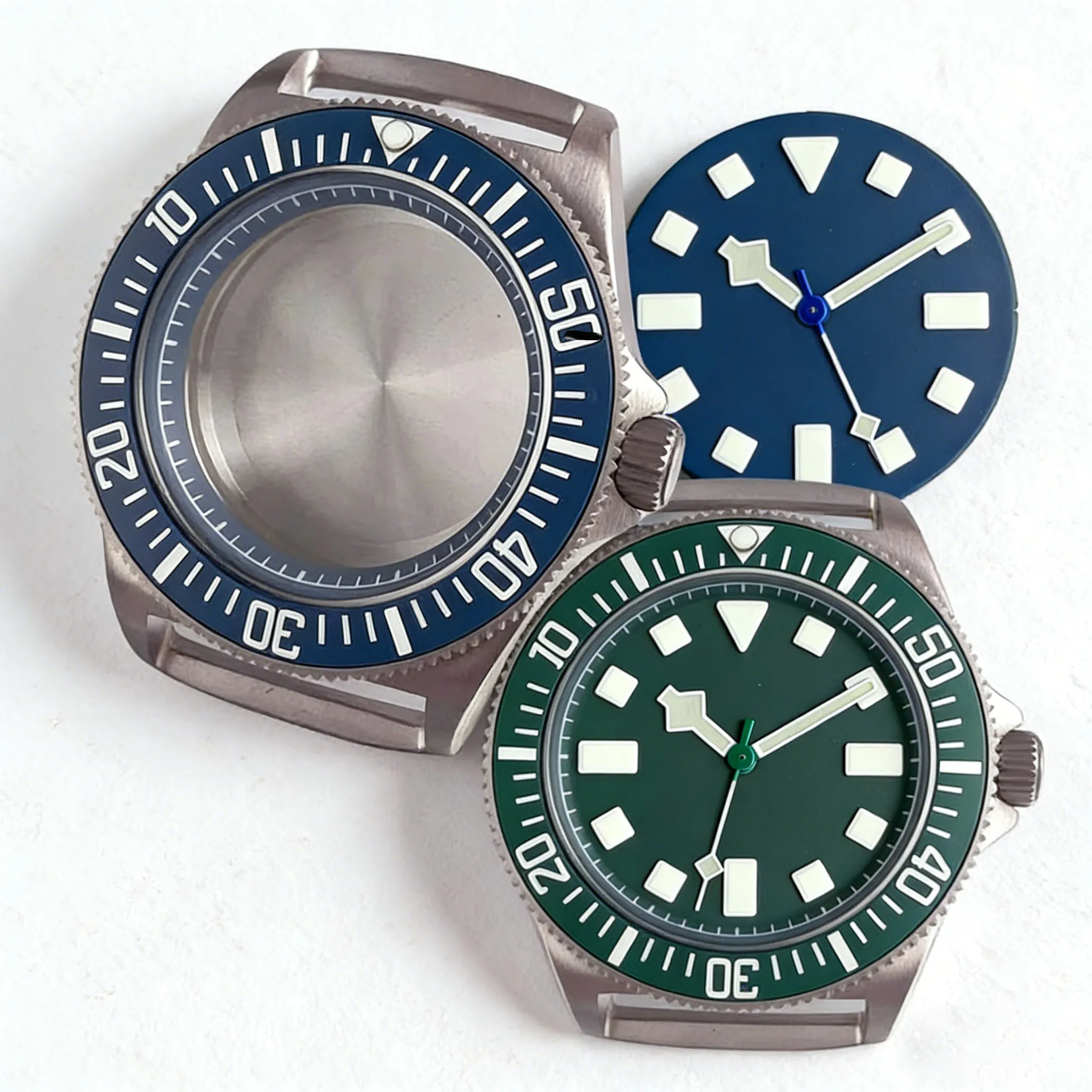 

Titanium Tandorio 42mm Watch Case Sapphire Glass 20ATM Green Luminous Dial Snowflake Hands For NH35 NH36 ETA2824 PT5000 Movement