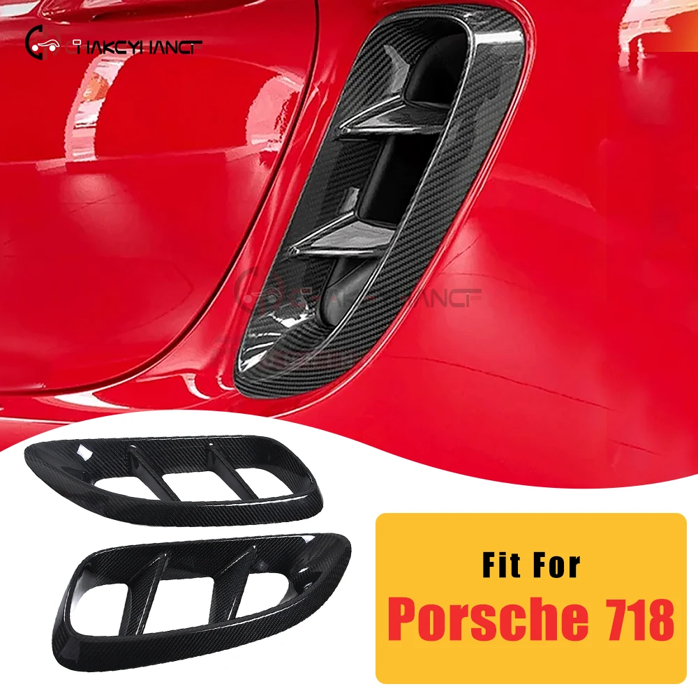 

Real Carbon Fiber Side Fender Air Vent Frame Cover Trim Caps Car Exterior Accessories for 2016-2025 Porsche 718 Cayman Boxster