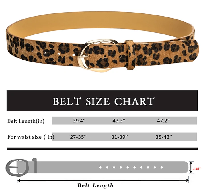 Maikun New Leopard Women's Belt Gold Irregular Alloy Pin Buckle Belt Fashion Versatile PU Belt 3.7cm Width