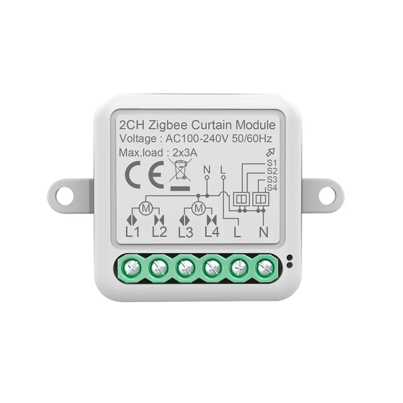 -A25M Tuya Zigbee Módulo de interruptor de cortina inteligente 2CH Disjuntor inteligente Suporte APP Controle remoto para interruptor de cortina