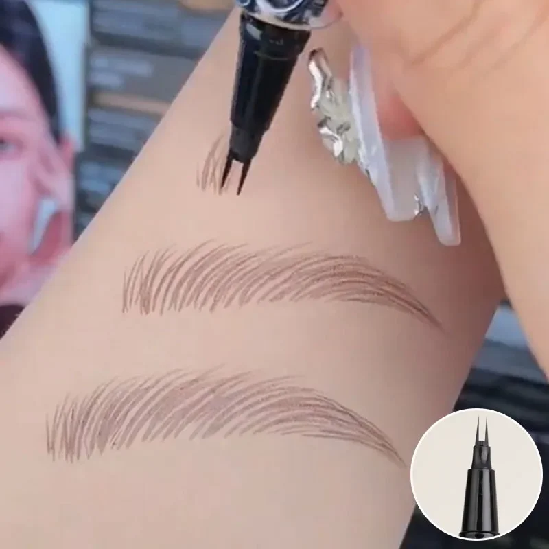 Caneta impermeável tatuagem delineador lápis de sobrancelha líquido, duradoura, Microblading, maquiagem de cílios inferiores, Sweatproof Brow Enhancers, 2 garfos