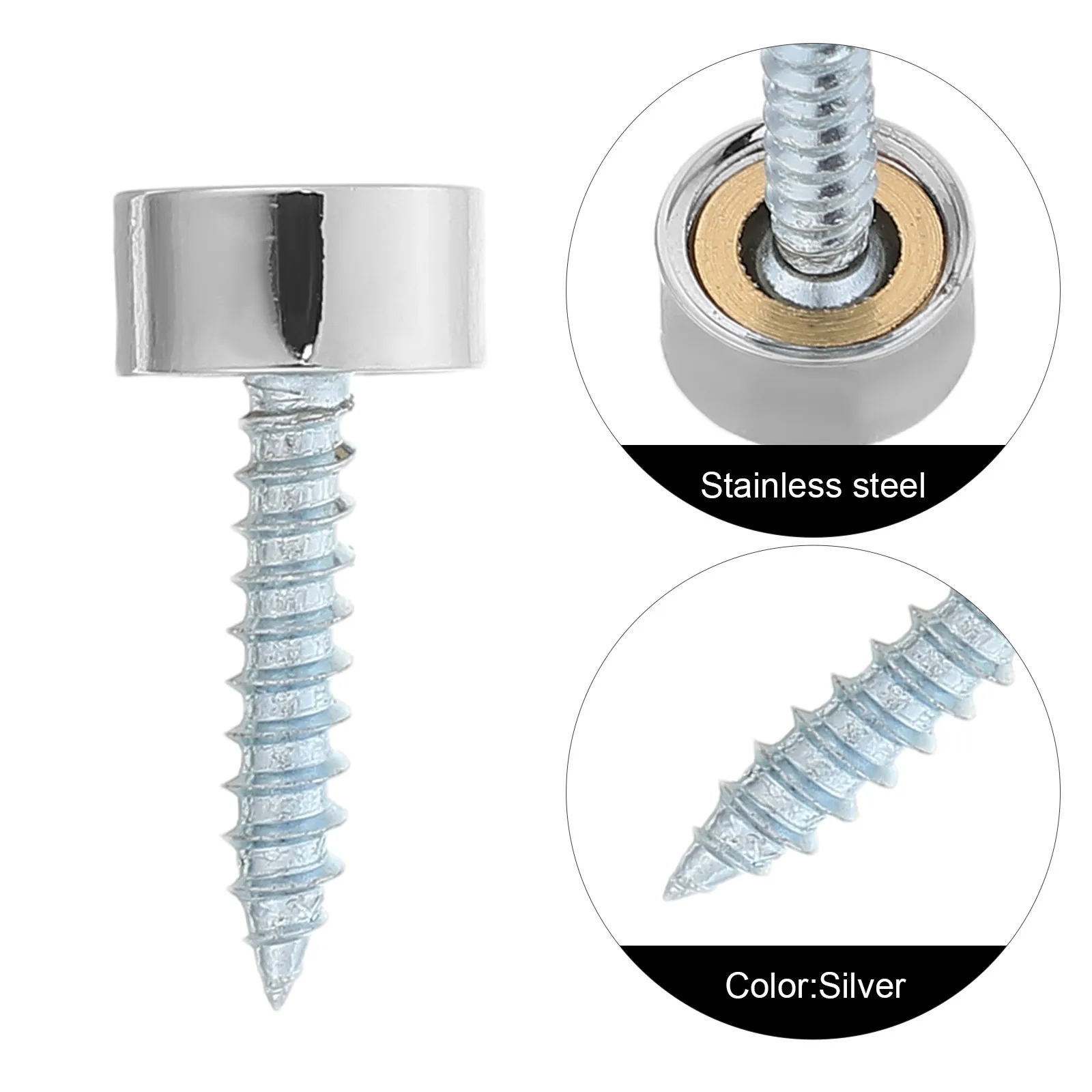 20Pcs Decorative Screw Caps Mirror Screws Brushed Stainless Steel 10Mm Diameter Solid Brass Washers Bathroom Kitchen Wall Panel