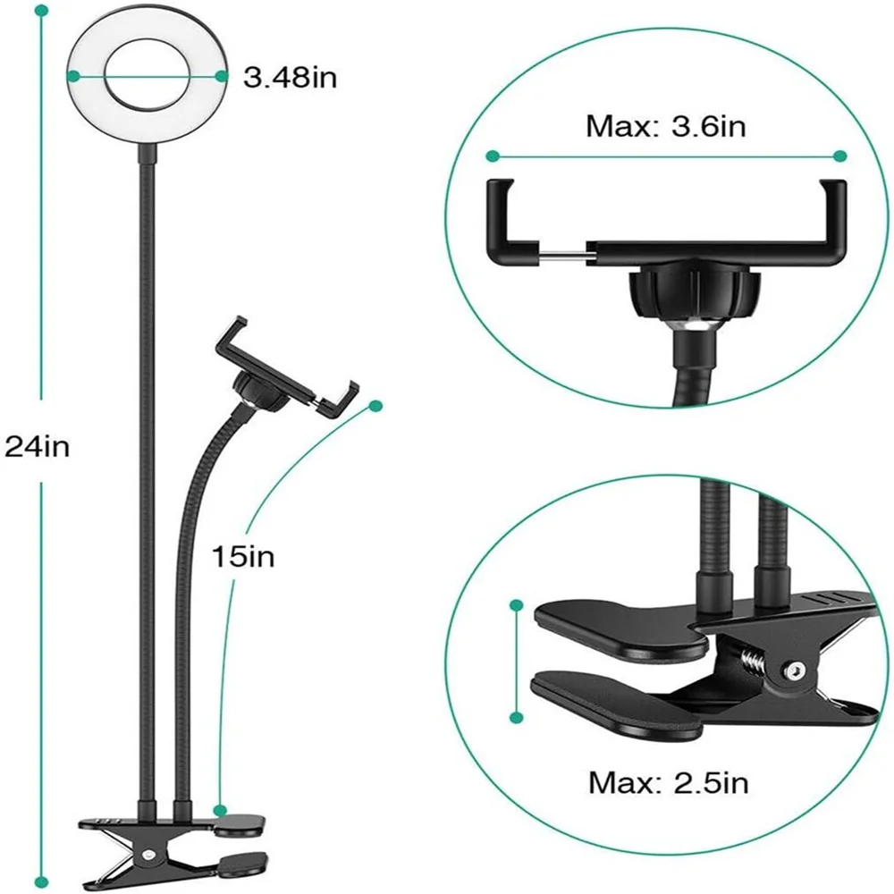 Single/Double Head Selfie Fill Light Usb Clip On Ring With Holder Led Beauty Selfie Live Broadcast Dimmable Desktop Beauty Light