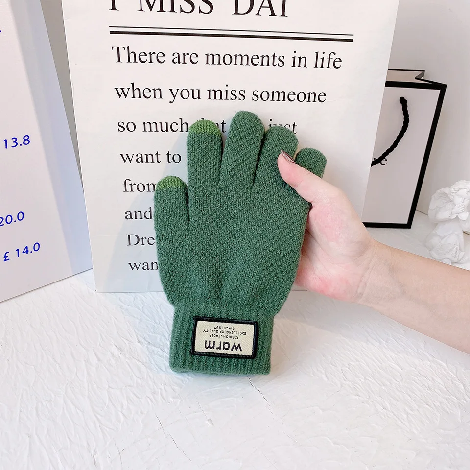 قفازات شتوية محبوكة على الموضة للرجال تعمل باللمس قفازات حرارية دافئة مضادة للانزلاق لركوب الدراجات والعمل والمدرسة خيار هدية أنيق