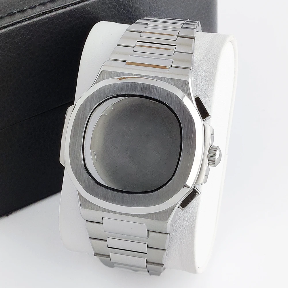 39.5mm Octagonal Chronograph Watch Case With Stainless Steel Strap Complete Set Of Case Fit VK63  VK64 Quartz Movements Module