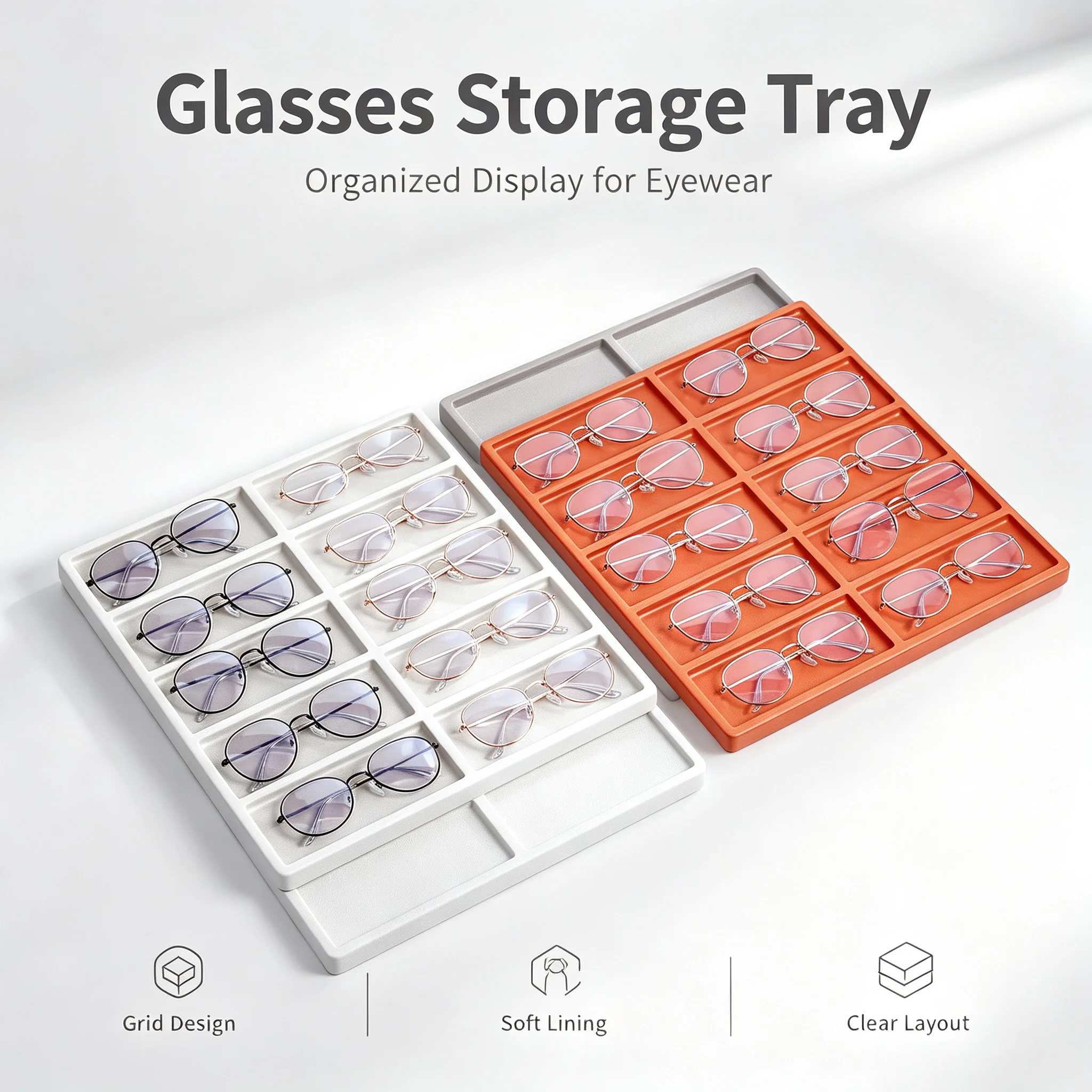Multi Grid Sunglasses Display Box Eyeglass Tray For Optical Shop Stall Counter Eyewear Organizer Desktop Retail Decoration