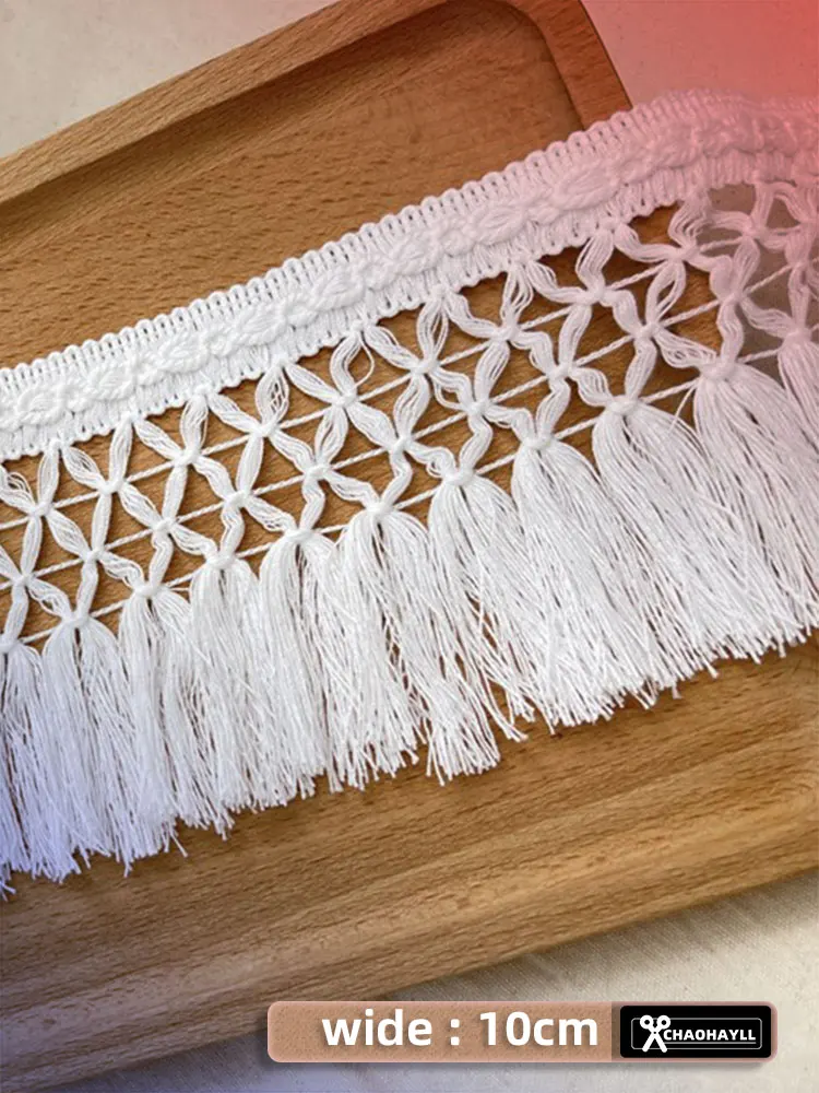 1yard 10CM Wide White Cotton Mesh Lace Trimmings Fringes Braid for Decor Wedding Dress Fabric Sewing Accessories Supplies Crafts