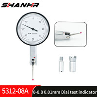 SHANHR Dial Test Indicator Gauge With Red Jewel 0-0.8 mm Dial Test 0.01 mm Dial Indicator Gauge Measuring Tool