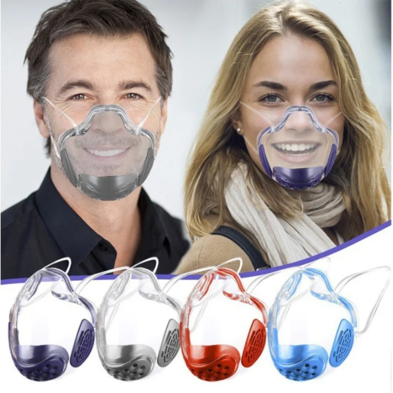 Maschera protettiva copertura per bocca trasparente maschera resistente per adulti visiera combina maschera antipolvere antiappannamento