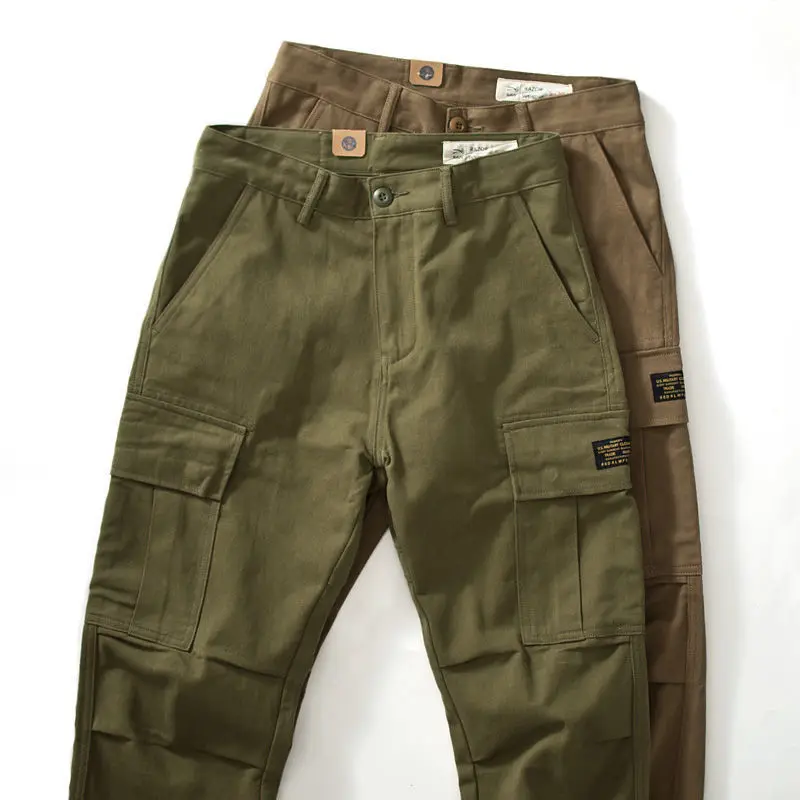 

American Sle Large Size Retro Casual Work Pants Men's Military Sle Loose Wide Leg Fat Straight Long Trousers Wear Resista...