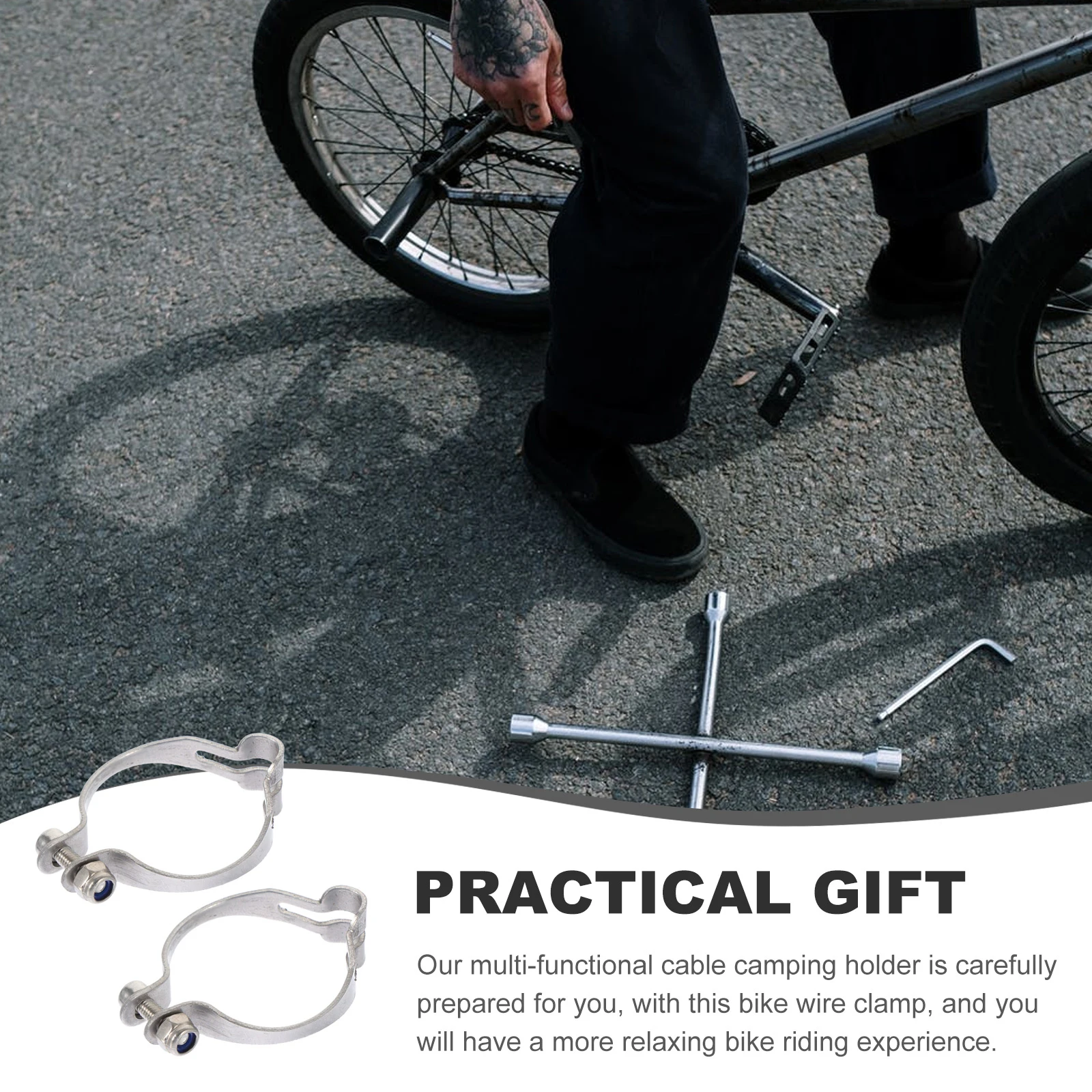

2 Pcs Double Bicycle Brake Tube Clamp Mountain Cable Steel Brakes Wire Fixing Device
