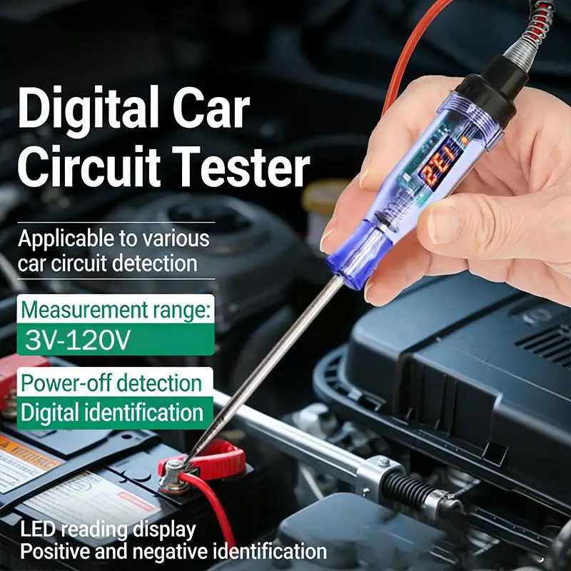 

3V To 120V Digital Display Voltage Circuit Tester Multifunction Car Diagnostic Probe Test Pen Electric Measuring Pen Repair To
